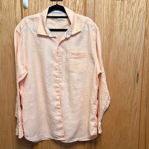 Tommy Bahama Peach Casual Button Down 100% Linen , Long Sleeve Shirt.

[108]